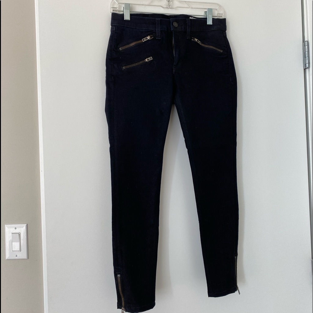 Rag & Bone Coated Zipper Black Jeans